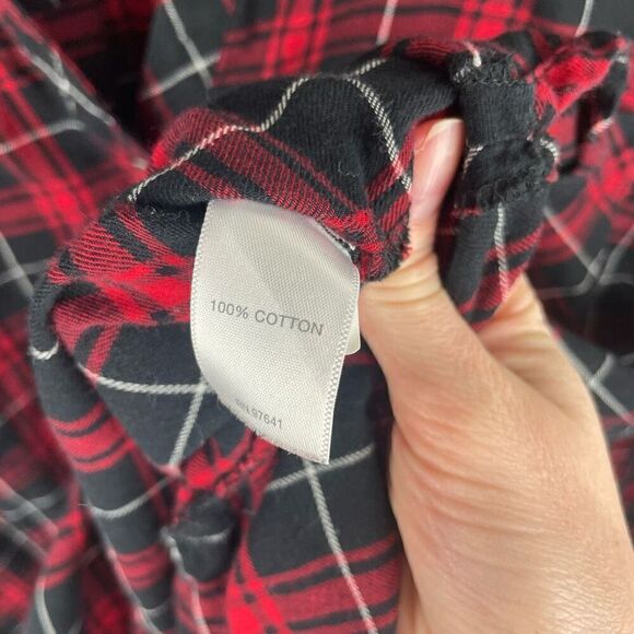 J. Jill Red Black Checkered‎ Long Line Flannel Button Up Shirt Size M - Picture 5 of 8